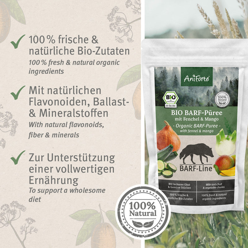 AniForte® BARF-Line Bio Gemüse & Obst Mix Fenchel Mango 15 x 150 g