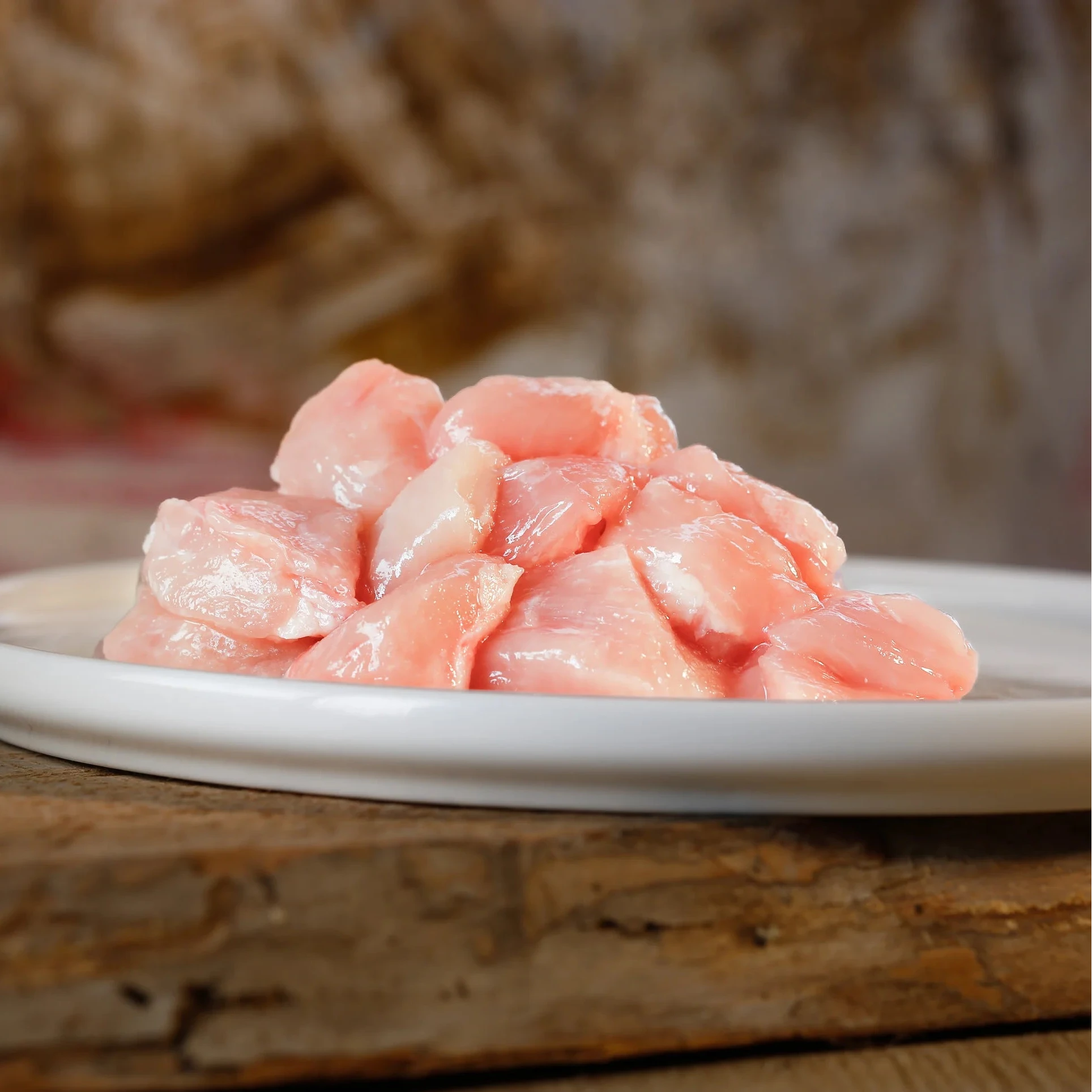 Stückiges Muskelfleisch vom Kaninchen