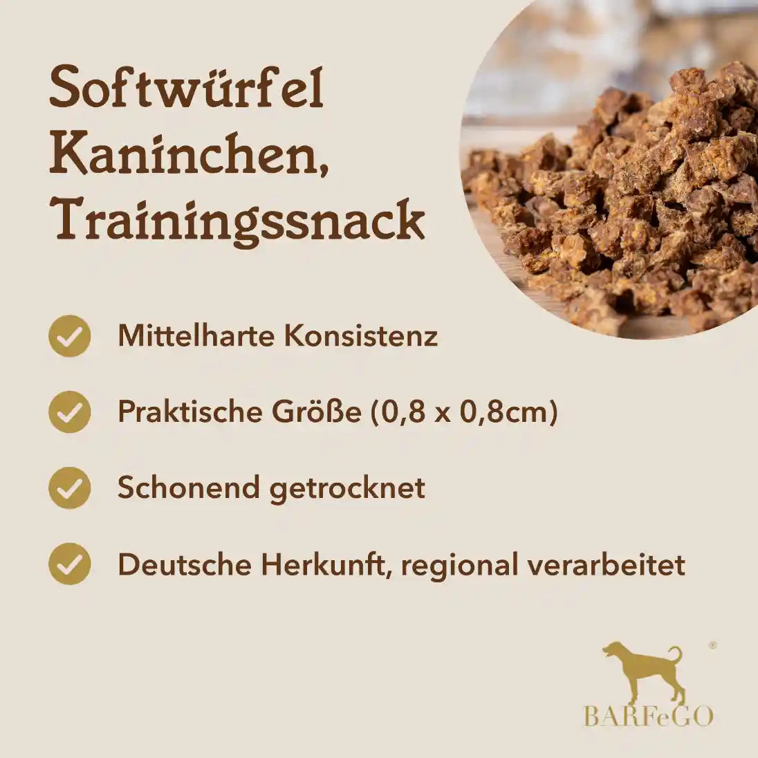 Kaninchenfleisch Leckerli, Trainingssnack