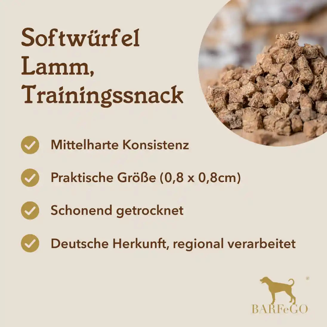Lammfleisch Leckerli, Trainingssnack