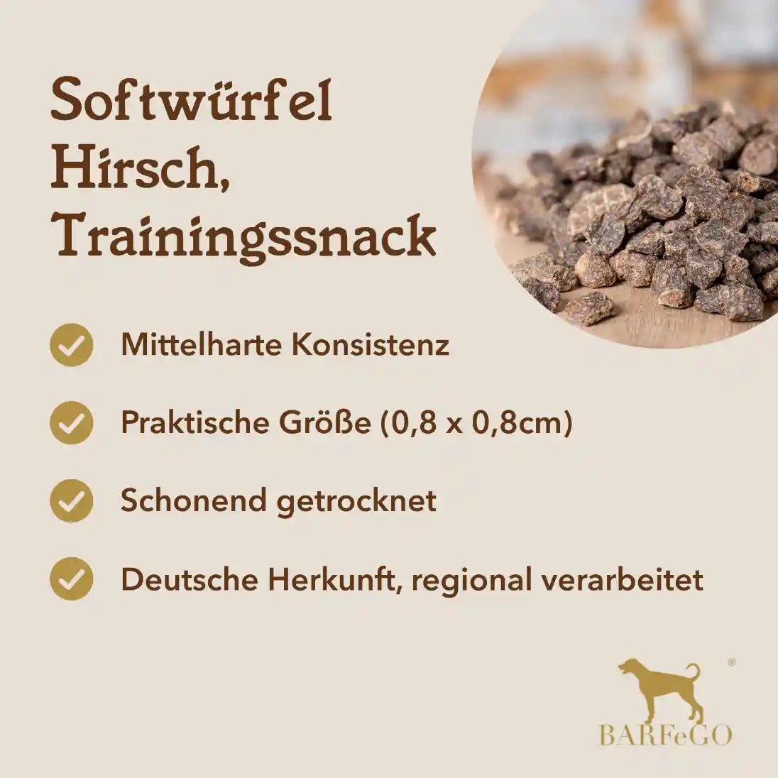 Hirschfleisch Leckerli, Trainingssnack