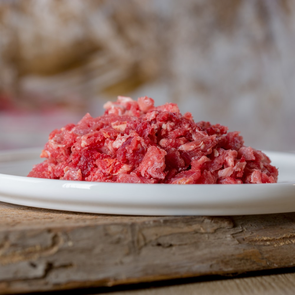 Rindermuskelfleisch, durchwachsen, gewolft, 500 Gramm