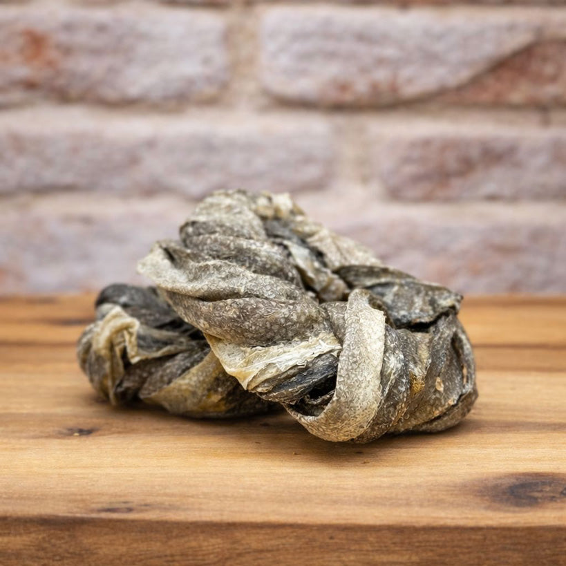 Dorschhaut-Donuts, getrocknet