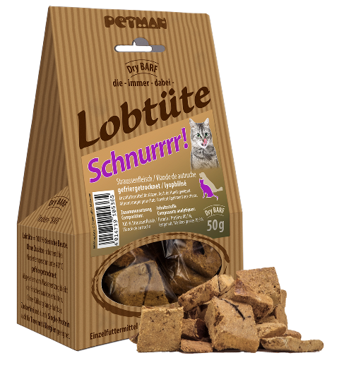 Petman Lobtüte Schnurrrr! - Getrocknetes Straußenfleisch